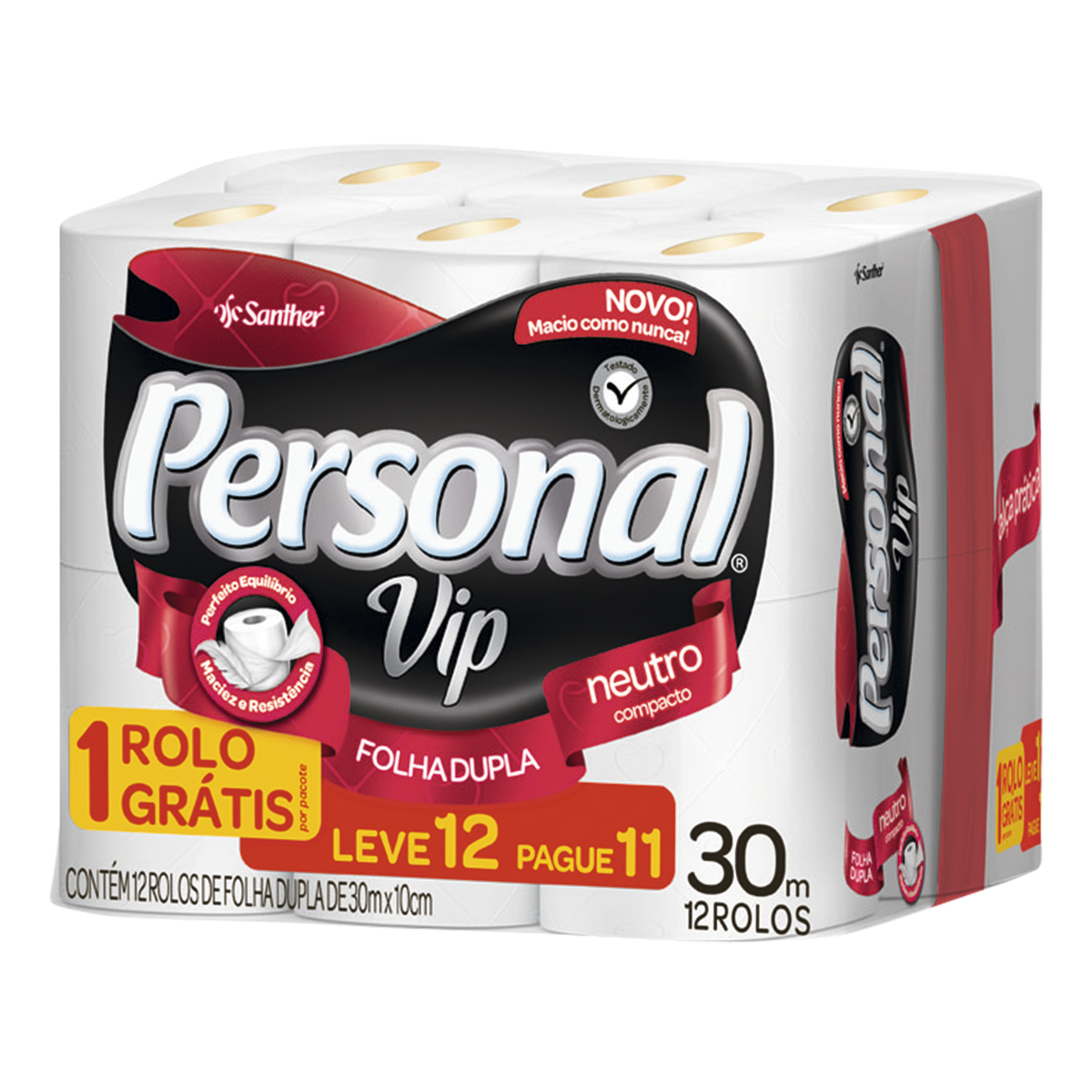 imagem de Papel Higienico Personal Folha Dupla Vip L12P11 30M