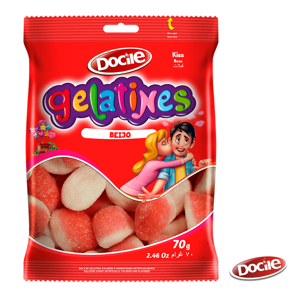 imagem de Bala Docile Gelatines Beijo 70G