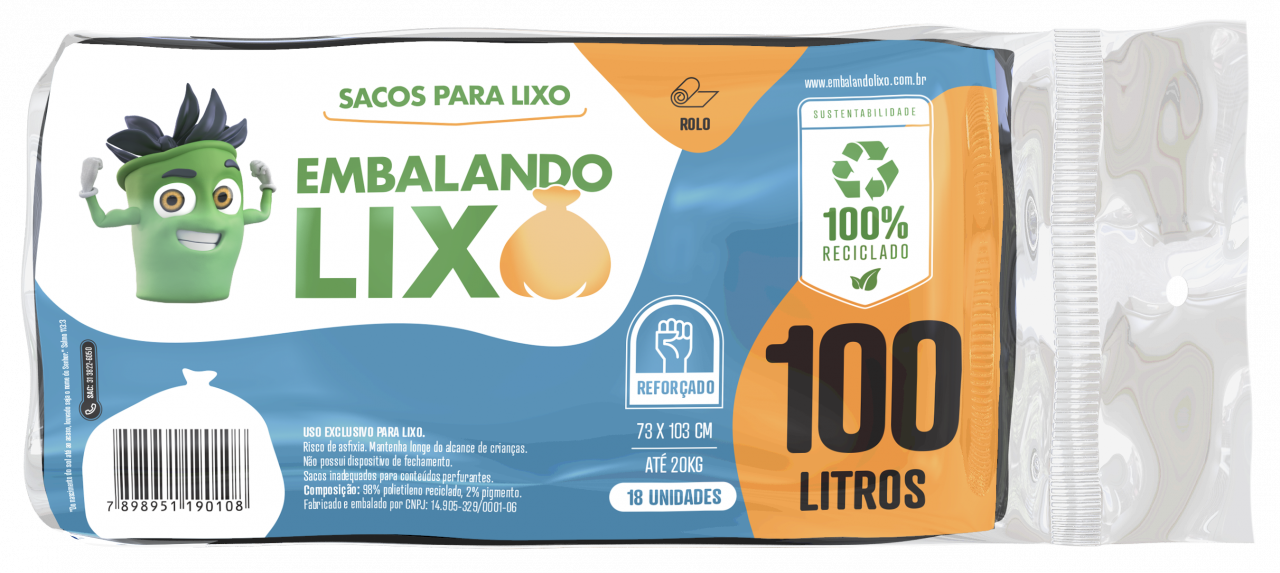 imagem de Saco Lixo Potenzzo Rolo 100L Com 16